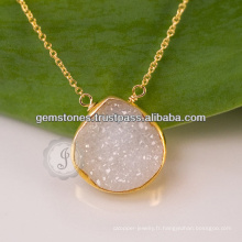 Druzy Gemstone Collier en argent sterling 925